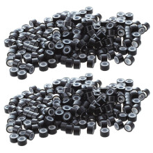 Black Micro-Ring Links Beads 5mm Silicone Lined 400 Pcs