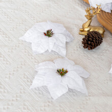 Poinsettia White Fake Flower Decor 1 pc
