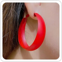 Red Hoop Earrings for Women Large Neon Trendy Jewelry