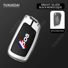 Zinc Alloy Leather Car Key Cover for Peugeot 508 C 3-Button