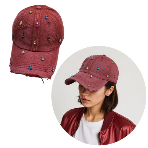 Rhinestone Baseball Cap Denim Retro Sun Hat 1