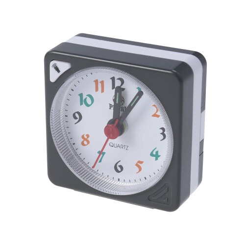 Mini Square Plastic Quartz Alarm Clock Grey