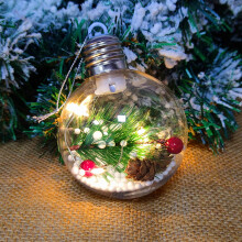 Light-Up Shatterproof Transparent Christmas Balls White 8cm