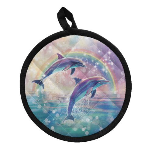 Dolphin Pot Holders Rainbow 2PCS Anti-Slip Insulated