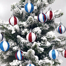 Christmas Ball Ornaments Set 12 pcs 2 inch red blue white