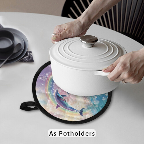 Dolphin Pot Holders Rainbow 2PCS Anti-Slip Insulated 2