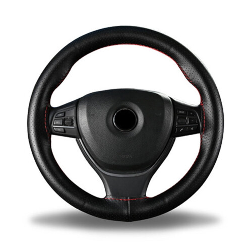 Leather Steering Wheel Cover Hand-sewn Breathable Universal 1