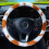 Plush Steering Wheel Cover Brown White Universal 3