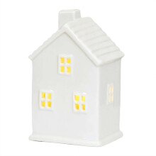 White Ceramic Christmas Village Houses with Built-in LED