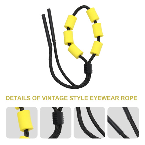 Yellow Polyester Foam Sunglasses Lanyard 33.5 x 0.7 in 2