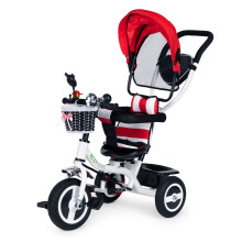 Triciclo con dosel giratorio, ruedas de goma duraderas de color rojo