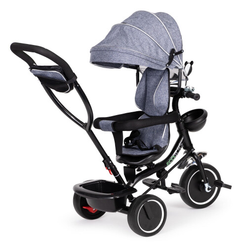 Triciclo con asiento giratorio y techo.
