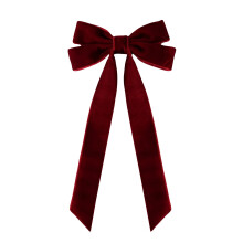 Velvet Bowknot Hair Clip with Long Ribbon Vintage Style