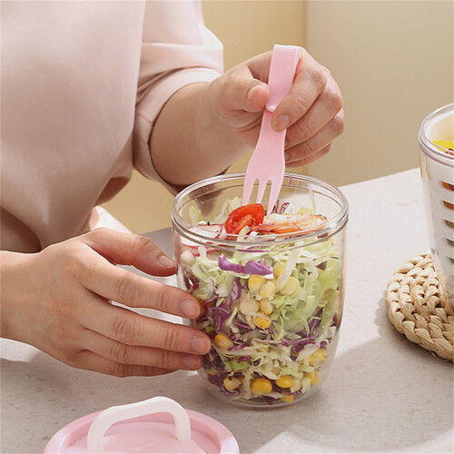 Leachable Fruit Cup with Fork Portable Picnic Box 1.2L