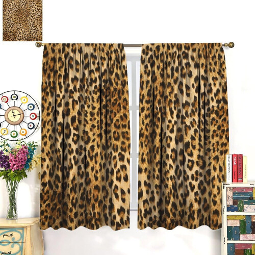 Leopard Print Curtains Brown 52x84 Inch 2 Panels 2