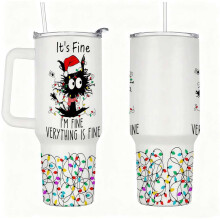 Christmas Cat Tumbler with Lid and Straw