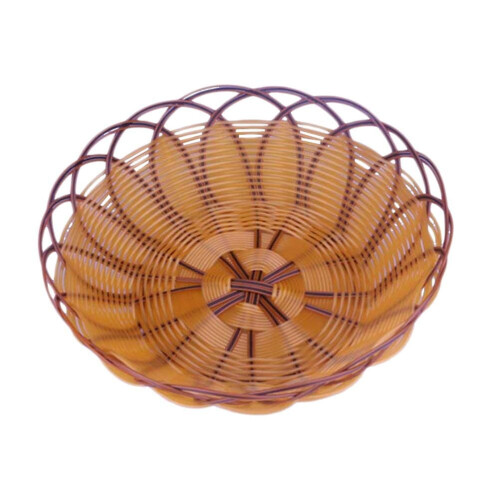 Wicker Storage Basket Round Khaki Polypropylene