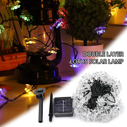 Morttic Lotus Solar String Lights 23FT 50LED Cool White 1