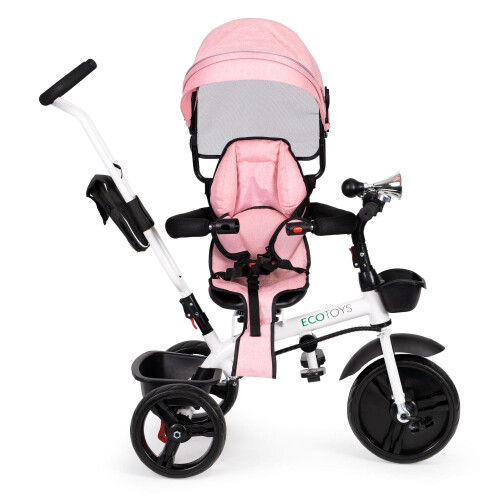 Poussette tricycle 360* siège pivotant Rose 2