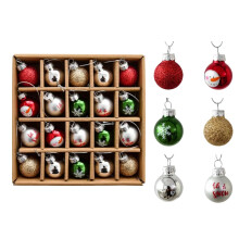 Christmas Glass Ornaments Set 1 inch 20 pieces