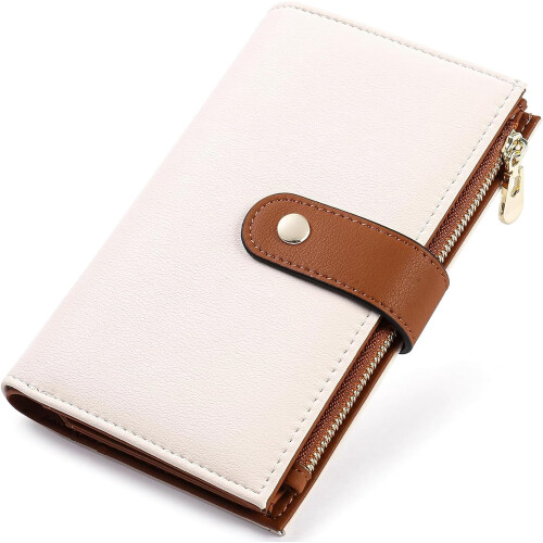 Women's Leather Trifold Wallet with RFID Blocking and Pen