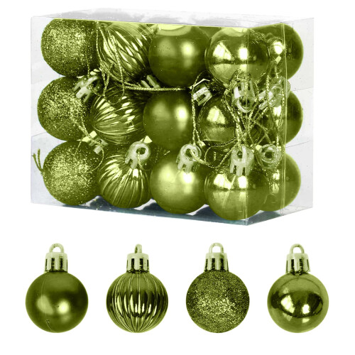 Christmas Ball Decorations Green Plastic Electroplated 3cm