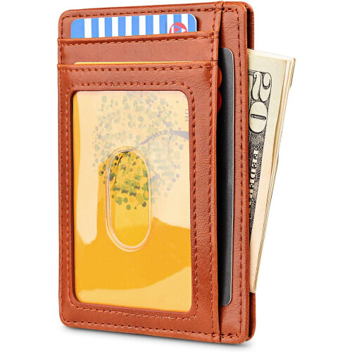 PUMIER Slim RFID-Blocking Leather Wallet Cross Black 1