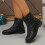 Women's Ankle Boots Low Heel Round Toe Black Size 43 1