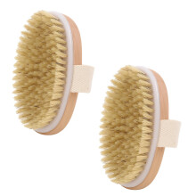 Bath Brushes Exfoliating Oval Body Scrubber with Natural Bristles Two-Piece Set for Gentle Skin Cleansing Effective Bathing Tools with Ergonomic H