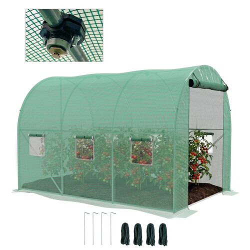 Sprinkler System Polytunnel Greenhouse, 3 x 2m, Green