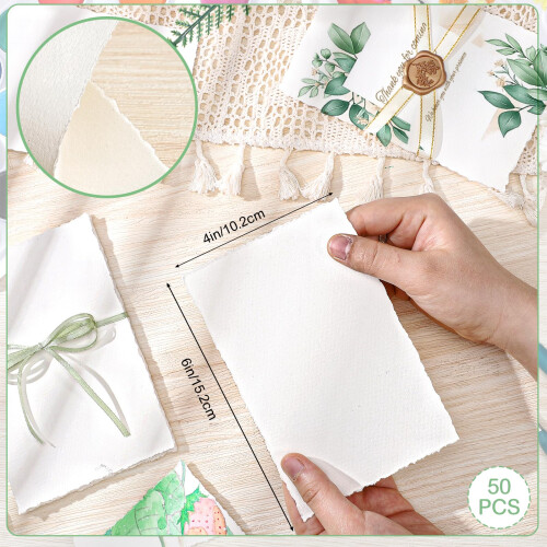Deckled Edge Paper 4x6 Inch 160 GSM 50 Sheets White 1