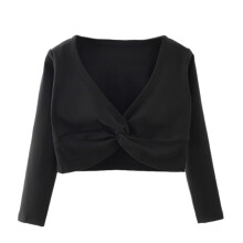 Girls Long Sleeve Cardigan Wrap Top Black 8-9 Years