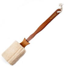 Brushman Body Loofah Bath Brush with Long Wooden Handle Back Brush for Men & Women- Shower Sponge Body Back Scrubber Gentle Exfoliator Wet & Dry Brus