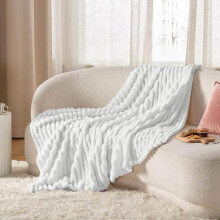Faux Rabbit Plush Throw Blanket 70.8 x 78.7 in Milk Velvet