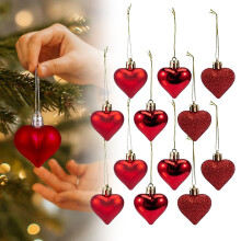 Valentine's Heart Ornaments Red Pink 24 pcs
