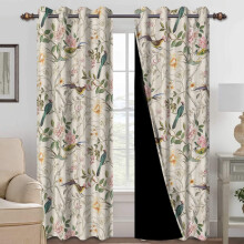 Mizhona Blackout Curtains Floral Print 2 Panels 52x84 inch