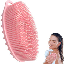 HEYZEM Silicone Bathing Scrubber - Exfoliating Cleaning Bath Brush - Soft Body Wash Shower Brushes (Rose Gold)
