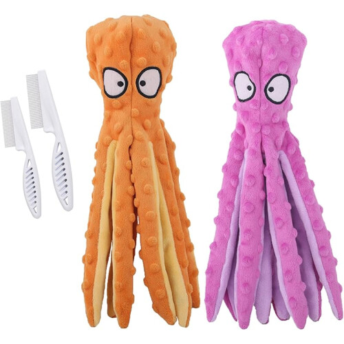 Octopus Dog Toy Squeaky Chew 2pcs Bite-Resistant