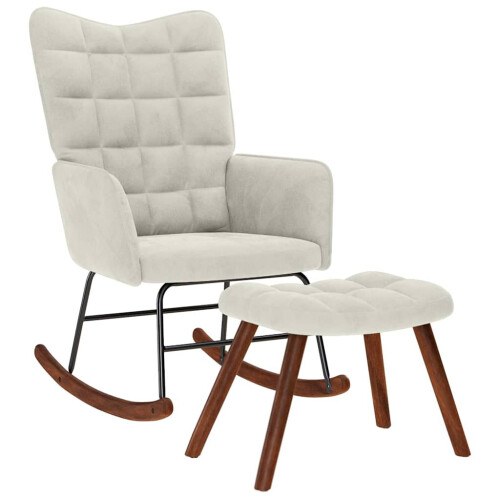VidaXL vidaXL Schaukelstuhl mit Hocker Creme Samt