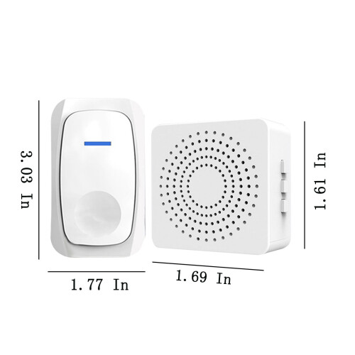 Wireless Doorbell USB Powered 4.33x3.43 in 150m Range 38 2
