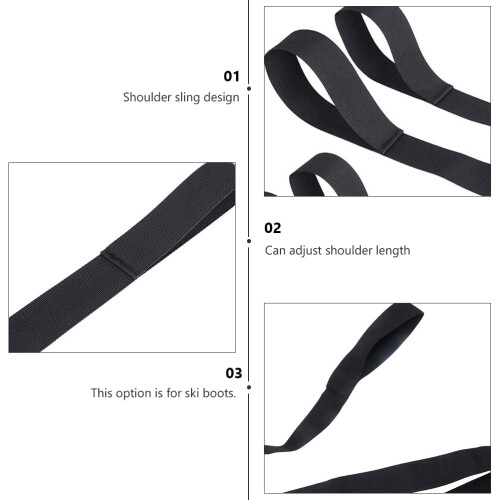 Ski Boot Straps Adjustable Shoulder Sling Black 8 pcs 2