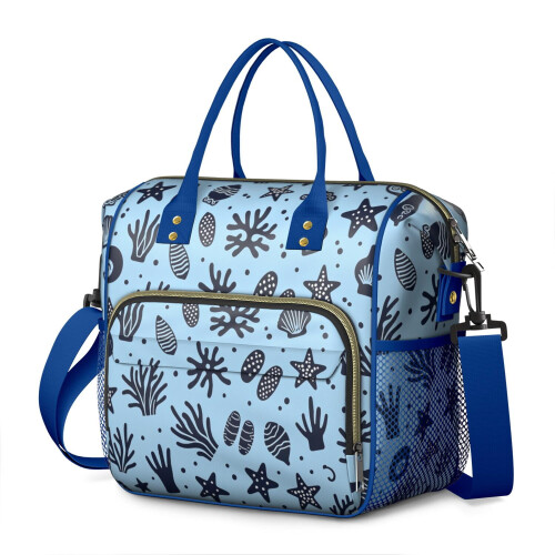 Insulated Lunch Bag Dual Compartment Starfish Design
