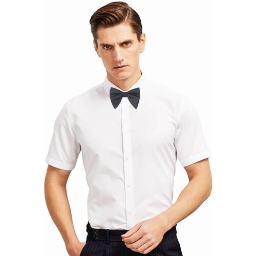 Men's Pre-Tied Satin Bow Tie Solid Formal Adjustable Tuxedo 1