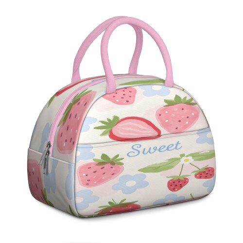 Strawberry Lunch Tote Bag Leakproof Small Cooler