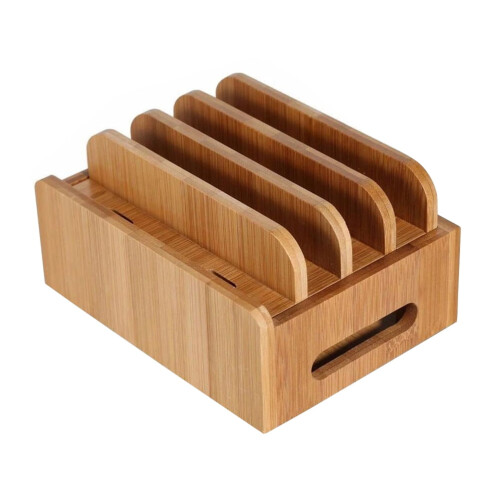 Wooden Multi-Device Charging Station Phone Stand Beige