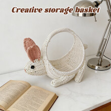 Wicker Bunny Storage Basket for Fruit Candy and Gifts