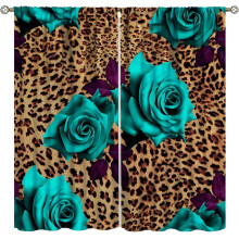 Leopard Print Curtains Brown 52x63 Inch Rod Pocket