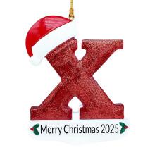 Christmas Letter Ornament Personalized Initial White