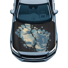 Spaceship Gorilla Footprint Car Hood Cover 59.05x39.37in
