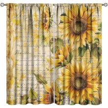 Sunflower Blackout Curtains Vintage Rustic Yellow Floral 2